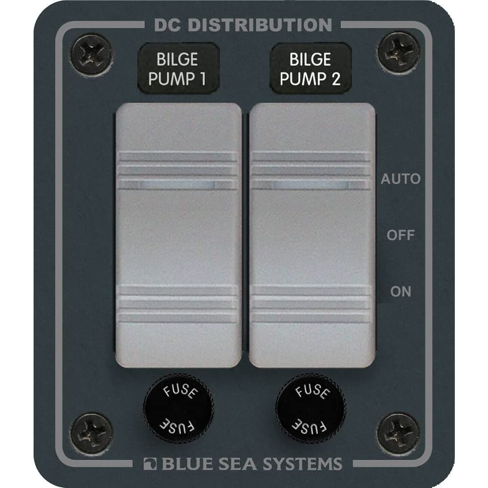 Blue Sea Systems8664 Contura Water-Resistant DC Panel - Bilge Pump Control 2 Position, Gray