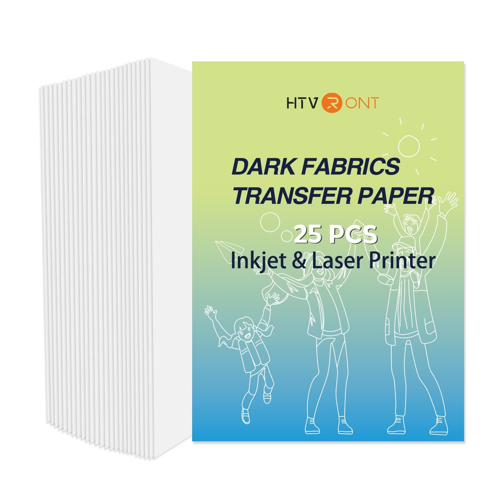 HTVRONT Heat Transfer Paper for Dark T Shirts -25 Sheets 8.5x11" Iron on Transfer Paper for Inkjet & Laser Printer, Stretchable & Durable Printable Heat Transfer Vinyl, Easy to Use
