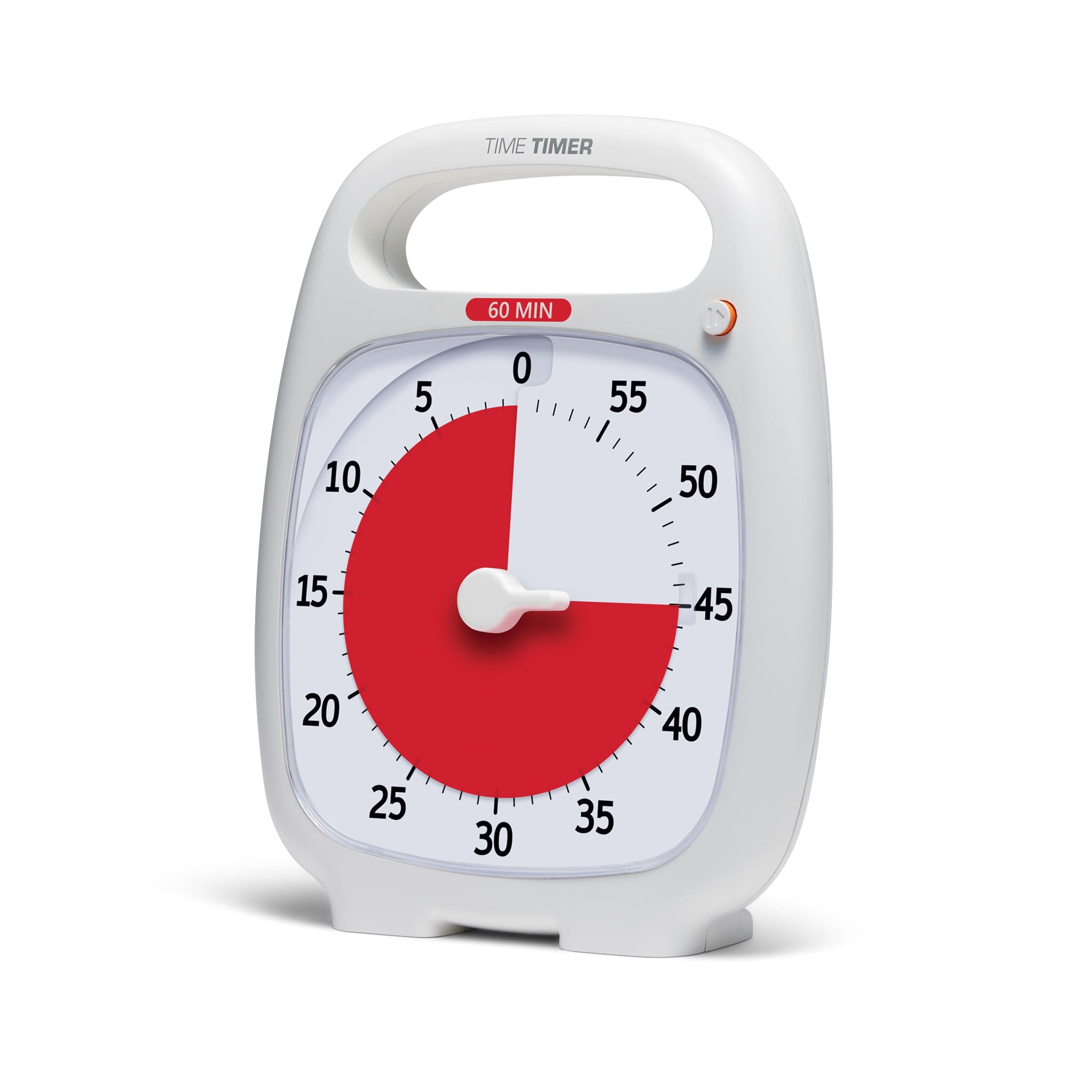 Time Timer PLUS 60 Minute Desk Visual Timer — Countdown Timer with Portable Handle for Classroom, Office, Homeschooling, Study Tool with Silent Operation (White)