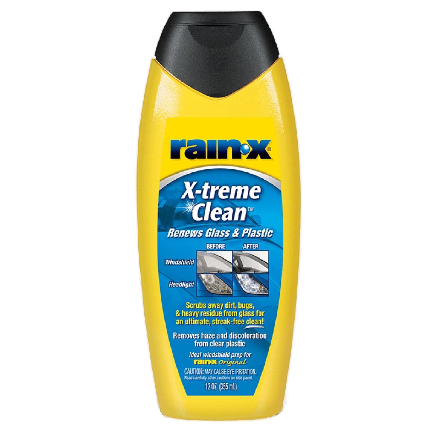 Rain-X X-treme Clean 12.8 fl oz (355 ml) 5080217W - Automotive Window Glass Oil Repeller + Clear Resin Parts for Headlights, Visors, Taillights, Etc