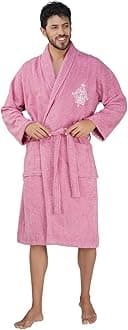 Rangoli Royal Bamboo Premium Bathrobe For Men | Ultra Soft Bamboo Yarn Lightweight Bathing Robes | 460 GSM Highly Absorbent & Quick Drying Luxurious Bath Gown | Knee Length Bath Robe - Purple