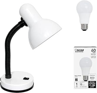 Simple Designs Basic LED Desk Lamp, 14.25", White (LD1003-WHT-LB)