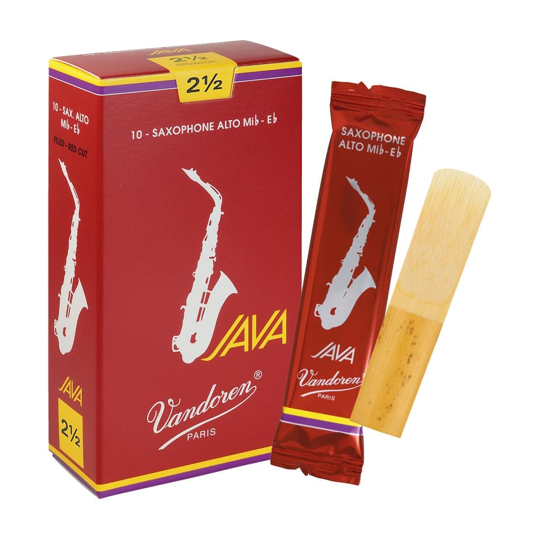 Vandoren Java RED Alto Saxophone Reeds - Box of 10 - Strength 2.5