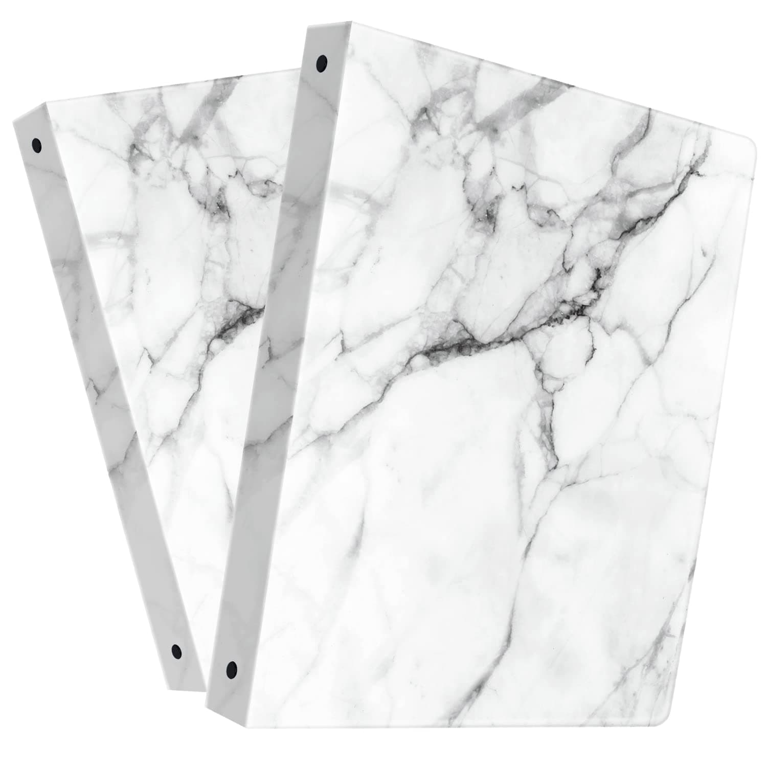 WAVEYU  2 Pack 3 Ring Binders for Girls Women, Decorative Hardcover 3 Ring Binders 1 Inch (Letter-Size), Three Ring Binders for School Supplies and Office Supplies, White Marble