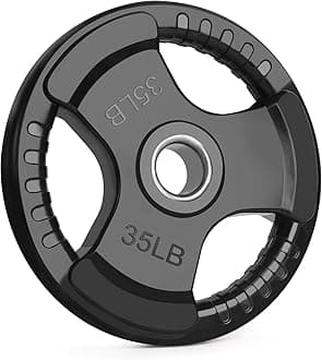 LIONSCOOL 2-Inch Rubber Olympic Grip Weight Plates for Strength Training, Weightlifting, Solid Cast Iron Plate for Barbell in Single/Pair/Set for Home & Gym (2.5-45LB), One Year Warranty