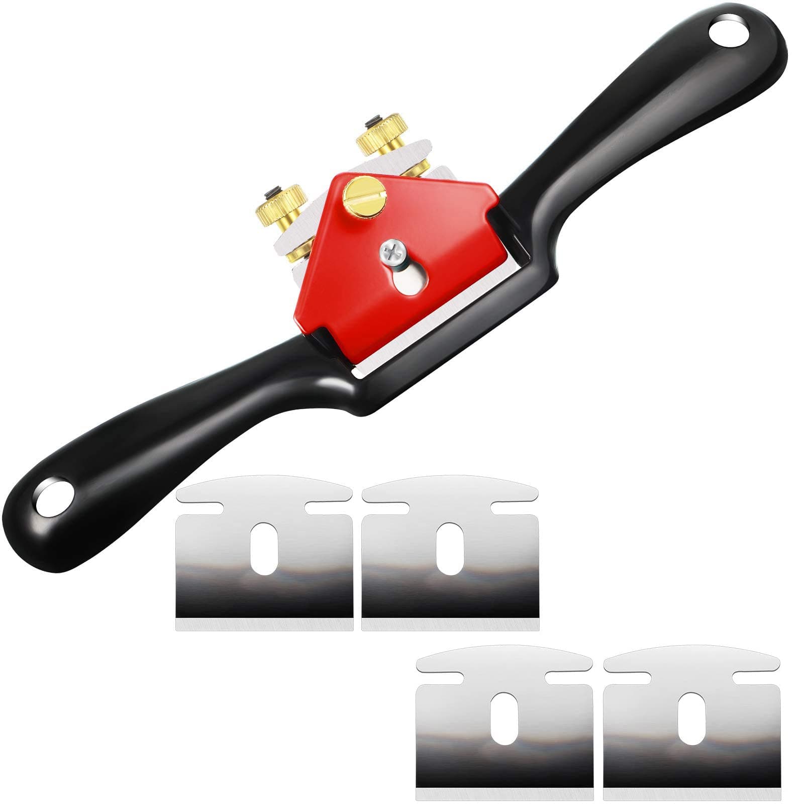 SYOSI Adjustable Woodworking Spokeshave Set, 9-Inch Flat Base With 4 Metal Blades, Hand Tool for Craft and Carving