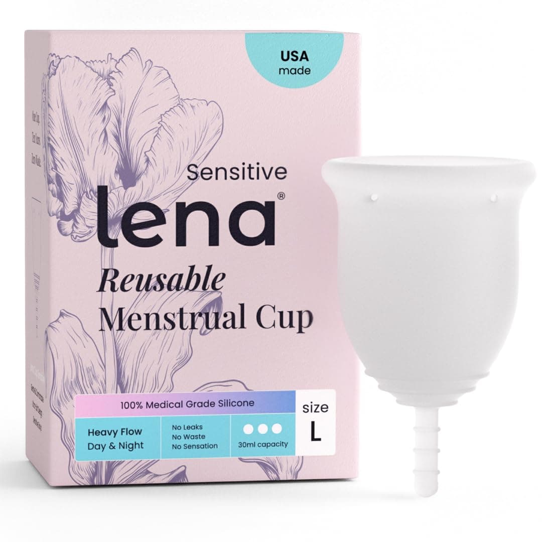 Lena Sensitive Menstrual Cup - Size Large - Ultra-Soft Reusable Silicone Period Cup for Sensitive Anatomy, 12-Hour Comfort, Gentle & Leak-Free Protection (LC-LENA-C-L)