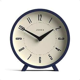 Jones Clocks® Venus desk clock | Modern round design | Blue | Stylish retro look for shelf, table, mantel or bedside
