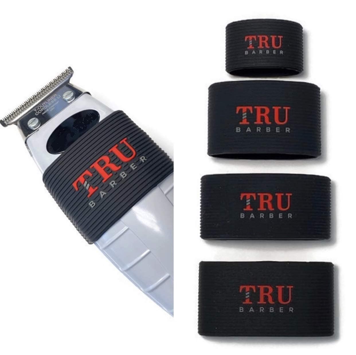 TRU BARBER clipper bands 4 PCS, clipper sleeve for barbers, clipper sleeve for barber tools, non slip, heat resistant (Black)