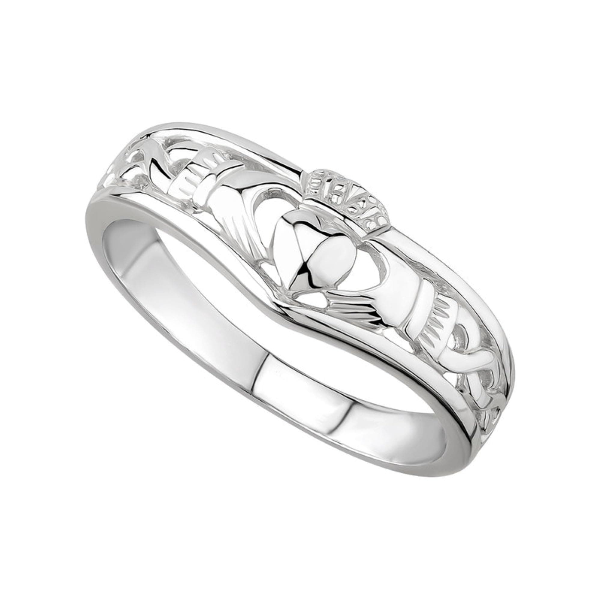 Irish 925 Sterling Silver Claddagh Ring Classic Wishbone Band, Timeless Celtic Jewelry