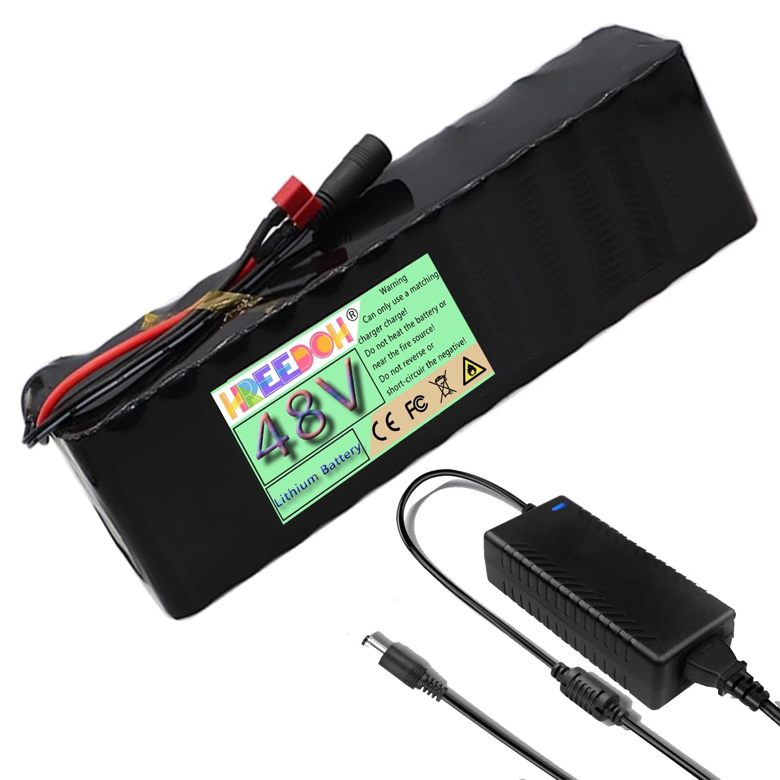 48 Volt Lithium Battery Pack 48V Li-ion Battery 48V Replacement Battery 4000mAh 6000mAh 7500mAh 9600mAh with Charger for 0-500W Motor,48v7500mah