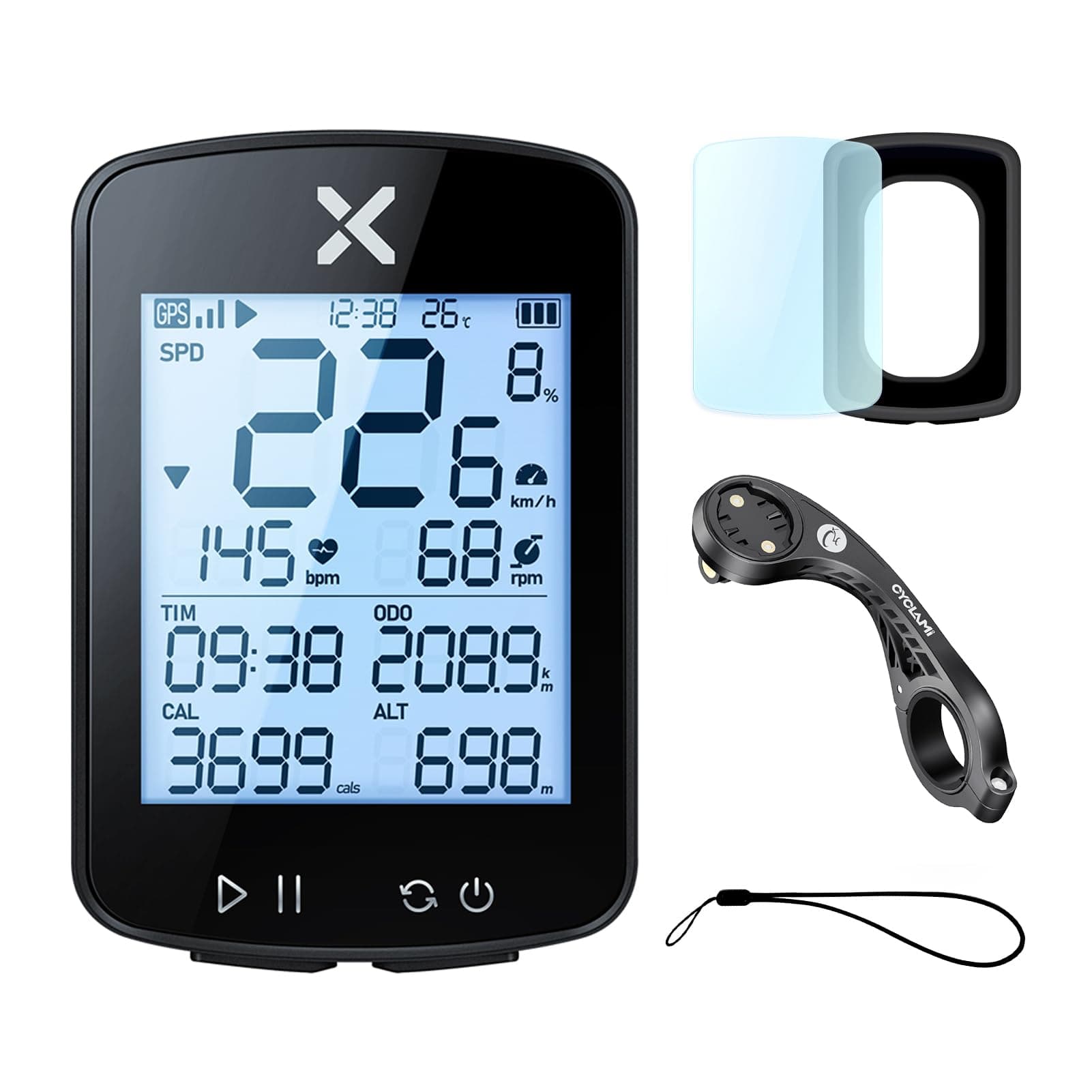 XOSS G+ Gen2 GPS Bike Computer with Mount, 2.2" Bluetooth Wireless Cycling Speedometer, Type-C Multifunctional ANT+ Bicycle Odometer with Auto Backlight and IPX7 Waterproof MTB Tracker (4 in 1)