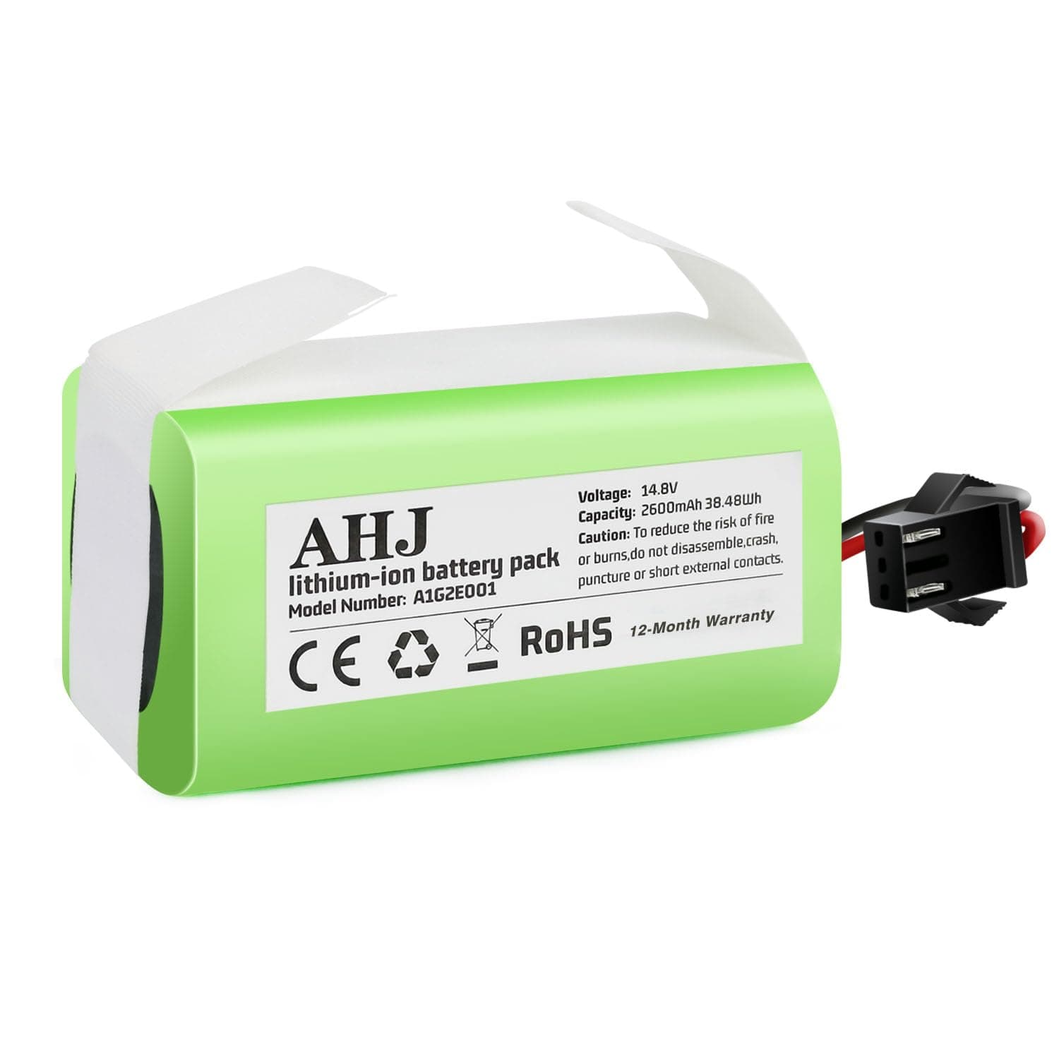 AHJ 14.4 V 2600 mAh Li-ion Replacement Battery Compatible with Ecovacs Deebot N79S, Deebot N79, Deebot DN622, RoboVac 11S, 11S MAX, RoboVac 15C MAX, RoboVac 30, Cleaning Brush Included