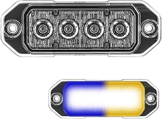 SpeedTech Lights Z-4 TIR 12W LED Strobe Light for Police Cars, Construction Trucks, Service Vehicles, Plows, Emergency Vehicles. Surface Mount Grille Flashing Hazard Beacon Light - Blue/Amber