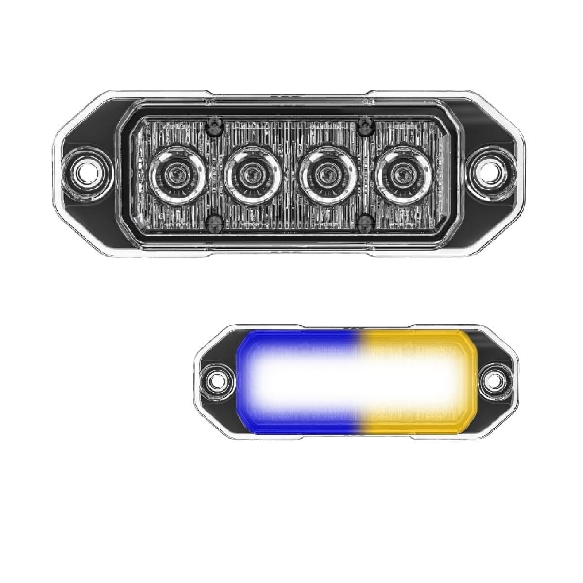 SpeedTech Lights Z-4 TIR 12W LED Strobe Light for Police Cars, Construction Trucks, Service Vehicles, Plows, Emergency Vehicles. Surface Mount Grille Flashing Hazard Beacon Light - Blue/Amber