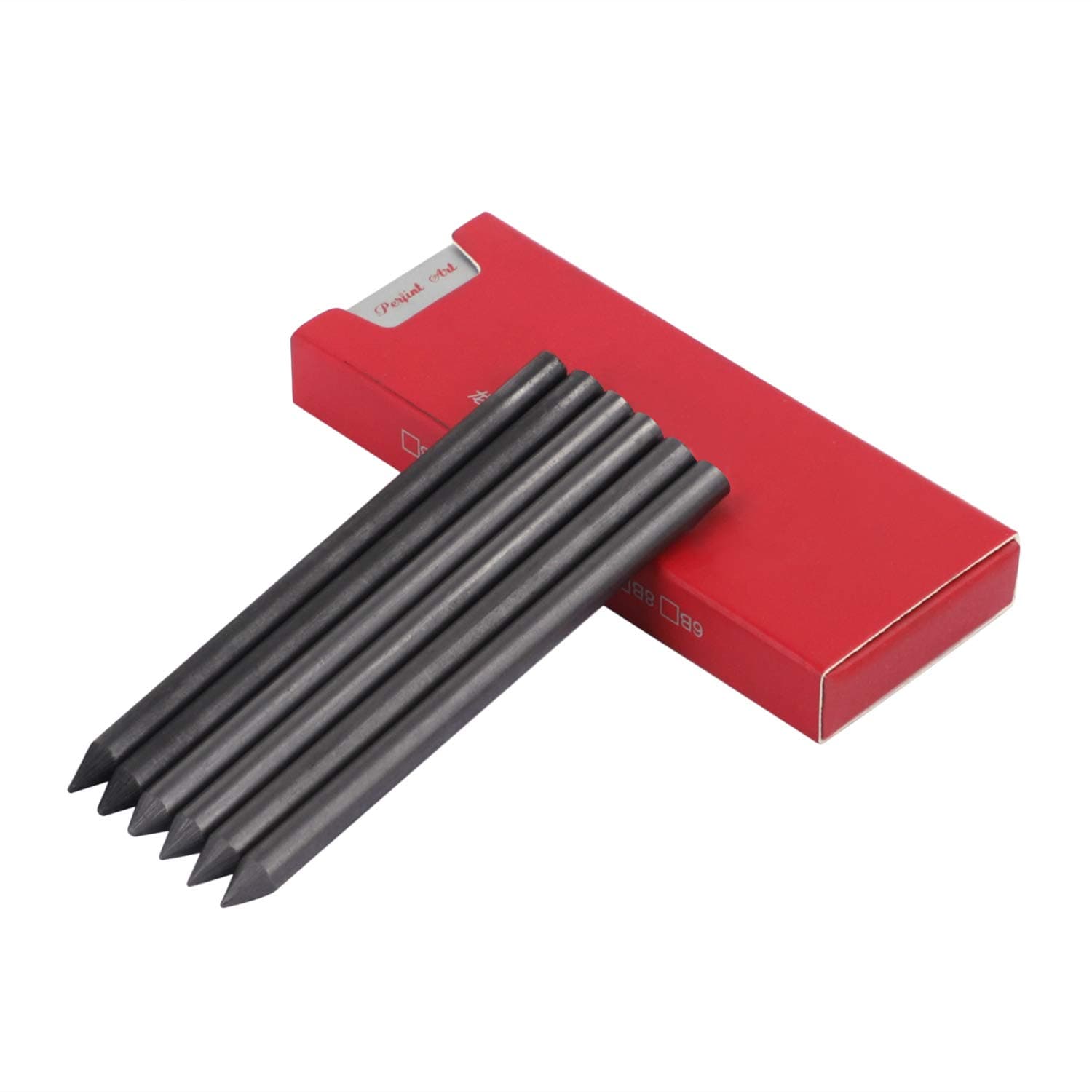 6 Pcs 2B 4B 14B 5.6mm Charcoal Lead Refills Mechanical Pencil Lead Professional Artist Sketch Pencil Refills Automatic Graphite Pencil Lead Refills for Students Drawing Sketching Art Supplies