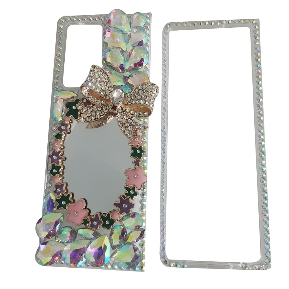 AiKeDuo for Samsung Galaxy Z Fold 2 Case 3D Handmade Bling Rhinestone Diamonds Luxury Sparkle Mirror Bowknot Case Girls Women Crystals Soft Bumper Z Fold 2 5G Cover (Mirror, Z Fold 2)