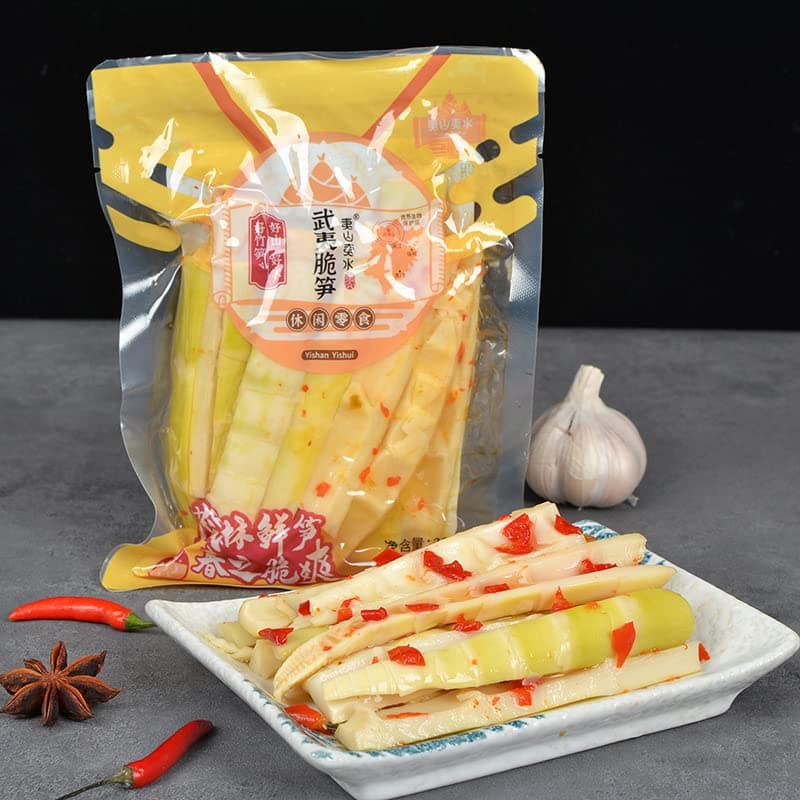 Spicy Pickled Pepper Bamboo Shoots 200g/pack,Instant office snacks,Fresh Tender Crispy bamboo shoots, Peeled Bamboo Shoots, Instant Snacks, Ready-to-eat Chinese Pickled Vegetable (2 pack)