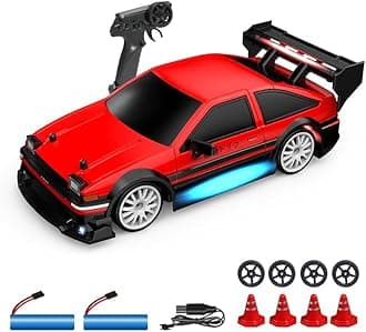 1:24 Scale RC Drift Car, 30KM/H 4WD 2.4GHz Remote Control Cars with LED Light, Racing and 4 Drifting Wheels, High Speed RC Racing Cars Perfect Toy Gift for Teen Adults