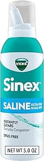 Vicks Sinex Saline Nasal Spray, Drug Free Ultra Fine Mist, Clear Everyday Sinus Congestion Fast, Clear Mucus from a Cold or Allergy, Daily Use 5.0 fl oz