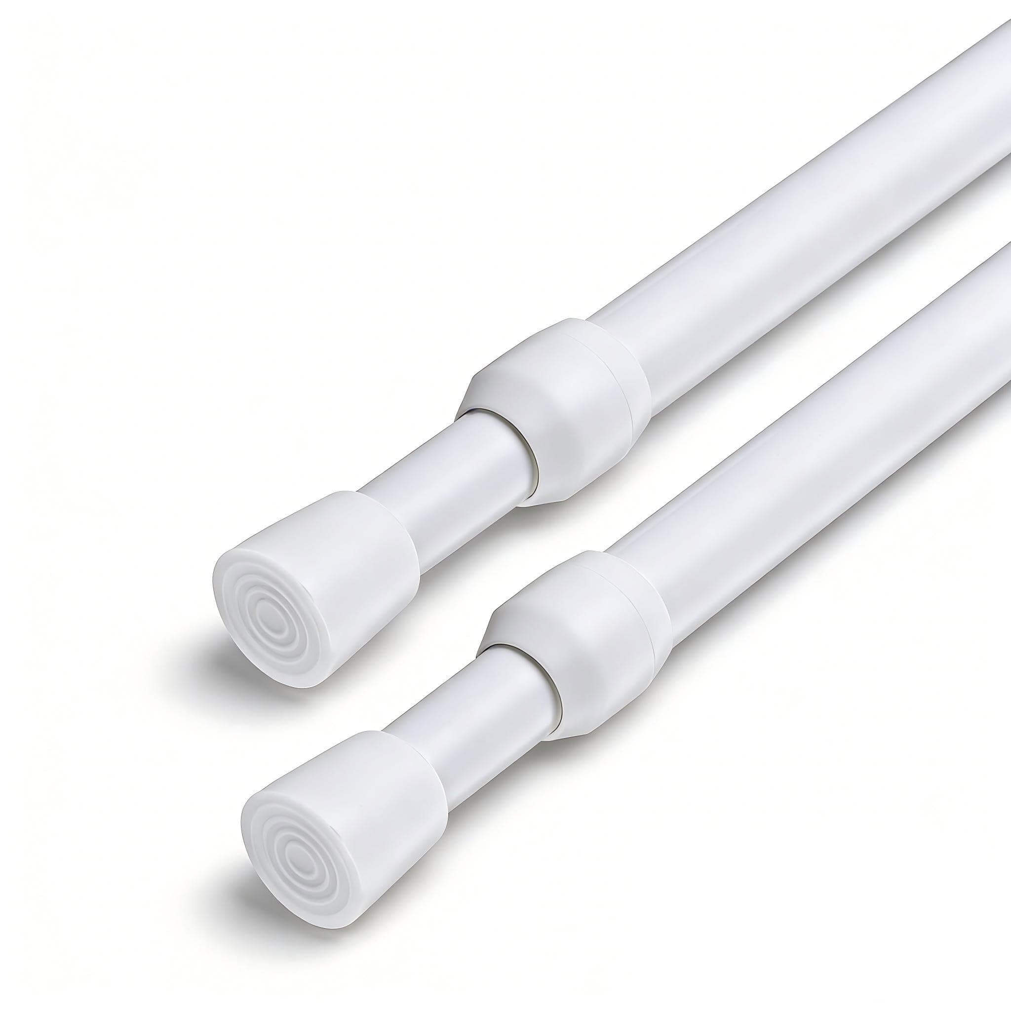 2 Pack Spring Tension Curtain Rod Adjustable 28-43 Inches，5/8" Diameter, White