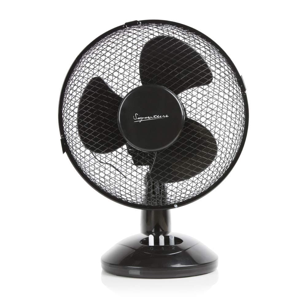 Signature 9” 2 Speed Desk Fan with Oscillation, Adjustable Tilt, Black, S40008B