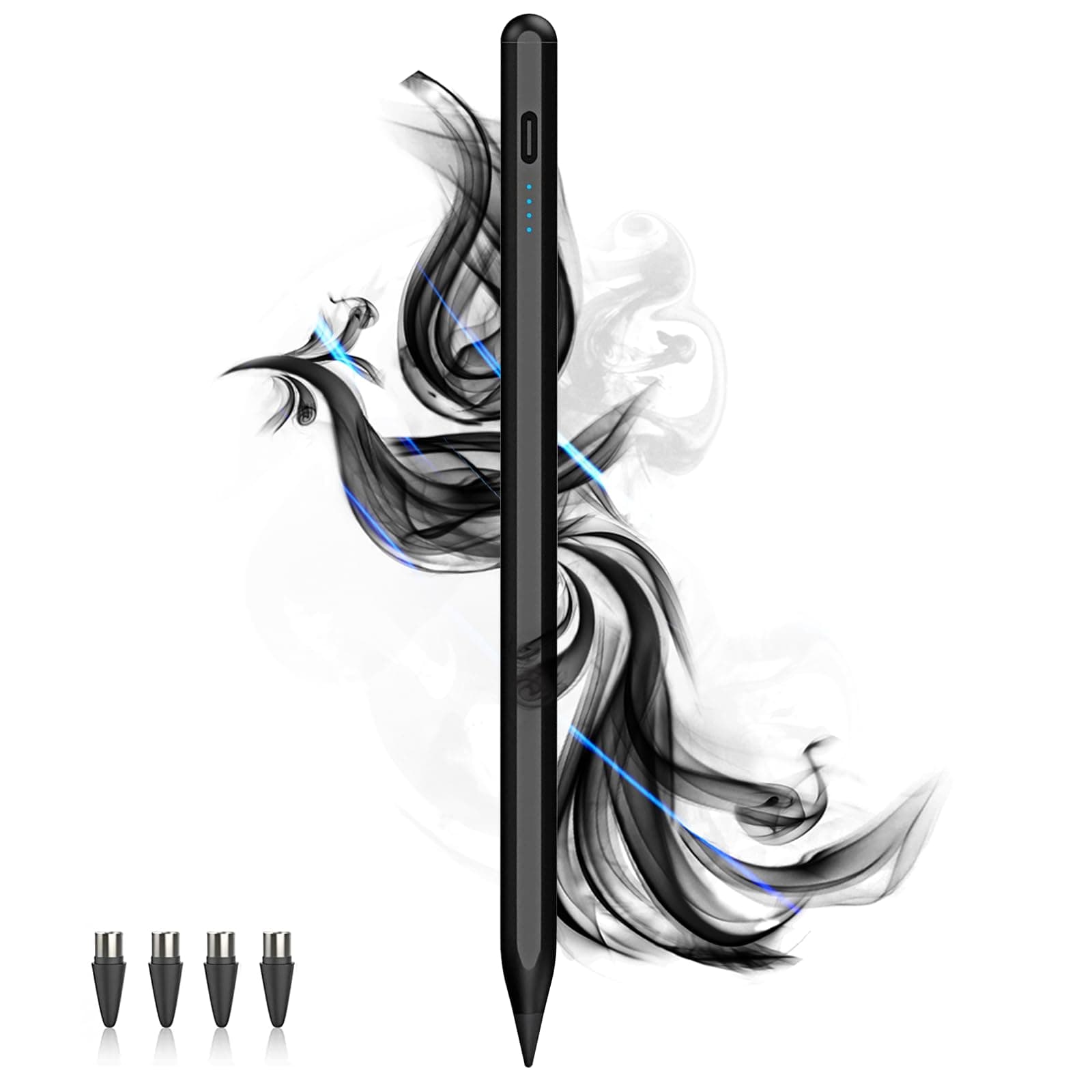 Stylus Pens for Touch Screens Power-Display Tablet Pen POM Tip Magnetic Digital Touch Pen Compatible with iPhone/iPad/iPad Pro/Lenovo/and Other iOS/Android Smartphone and Tablet Devices (Black)