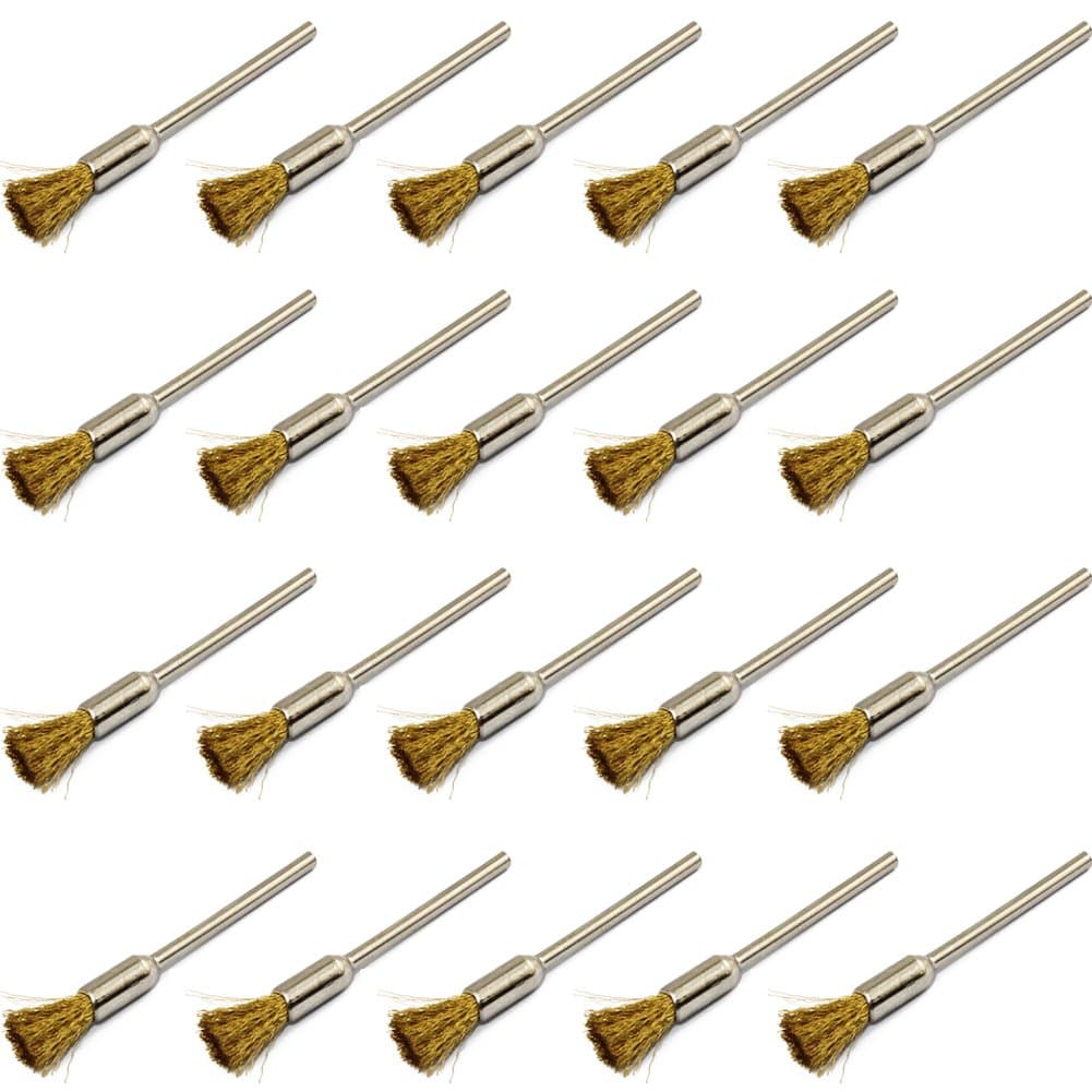 PHYHOO Brass Cleaning Brushes Kit for Rotary Tools Polishing Grinding Accessory Set 2.35 mm Mandrel Pack of 20 Pieces