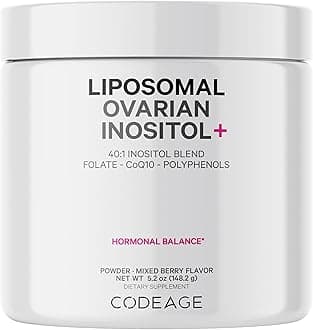 Liposomal Ovarian Inositol Powder - Myo-Inositol & D-Chiro-Inositol 40:1 Blend, Folate 5-MTHF, CoQ10, Pomegranate & Wild Blueberry - 2-Month Supply - Mixed Berry Flavor - Non-GMO, 60 Servings
