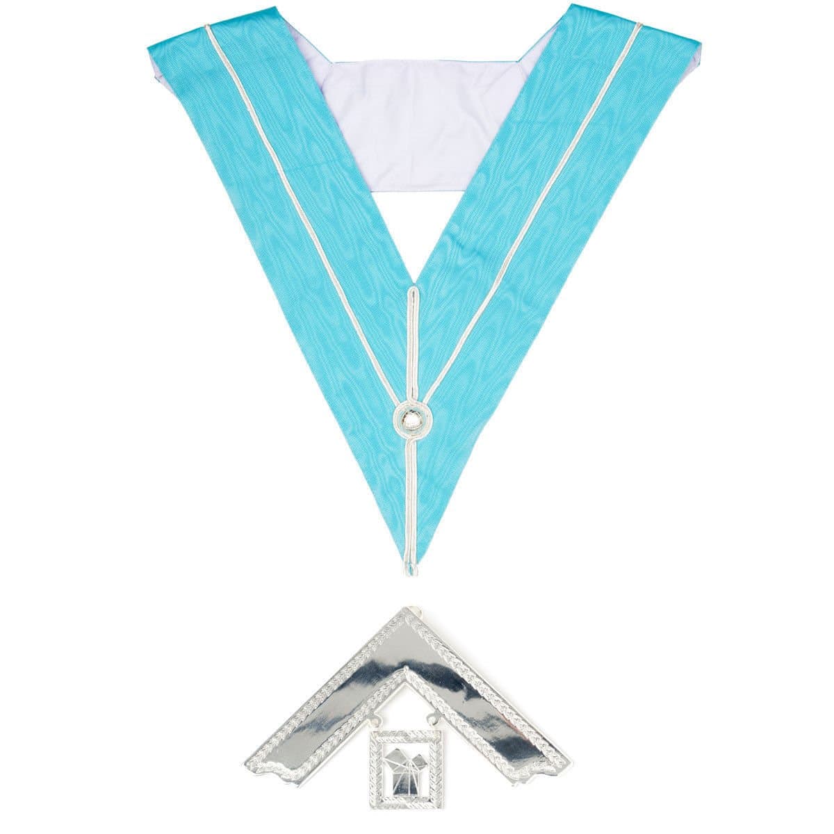 Craft Past Masters Collar & Jewel PM - Silver Plated - Made With Light Blue Fabric - Freemason Gifts for Men