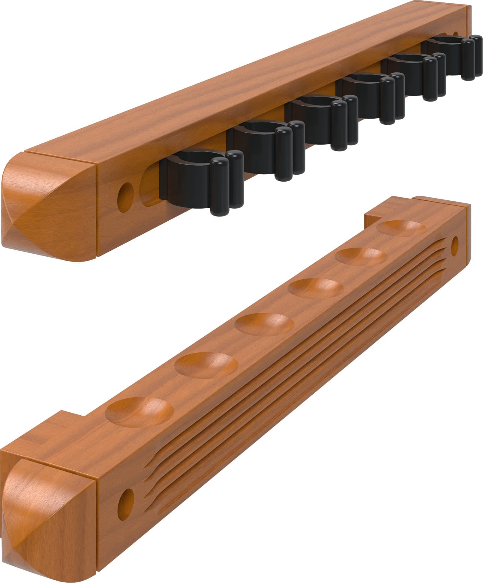 2-Piece Wall Mounted Hardwood Billiard/Pool Cue Rack,