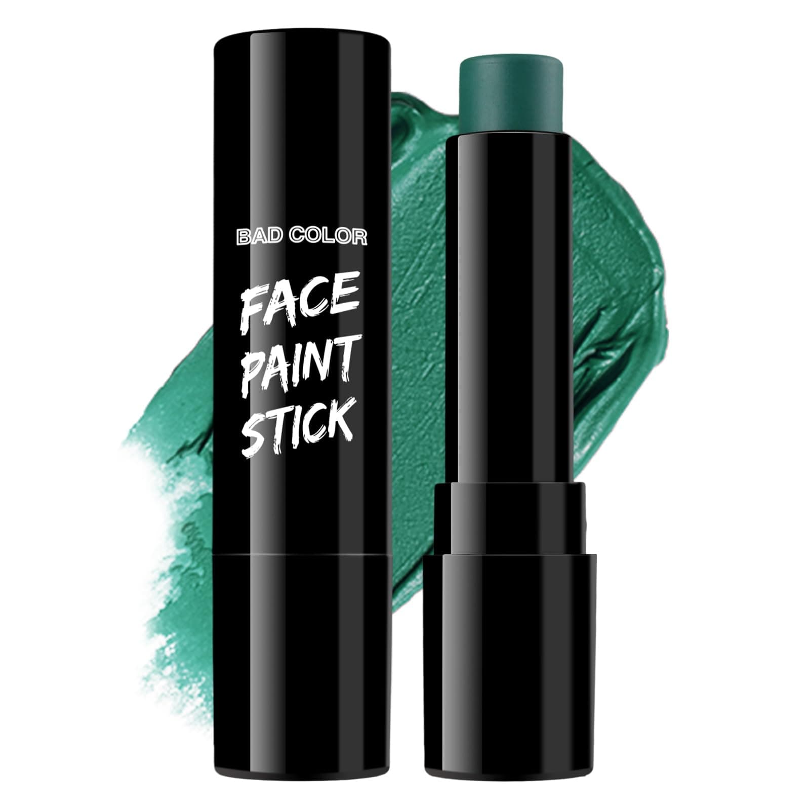BADCOLOR Green Face Body Paint Stick, St Patrick's Day Blendable Eye Black Deep Green Face Painting Kit for Sports Camo, Halloween SFX Makeup Cosplay Joker Zombie Vampire Costume Parties