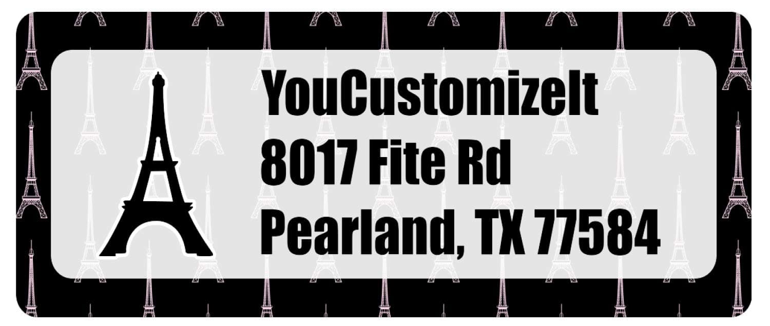 Personalized Black Eiffel Tower Return Address Labels