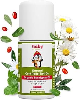 Baby Organo Natural Cold Relief Roll On with Organic Eucalyptus Oil for Cold and Cough l Nose Block l Chest Congestion 40ml