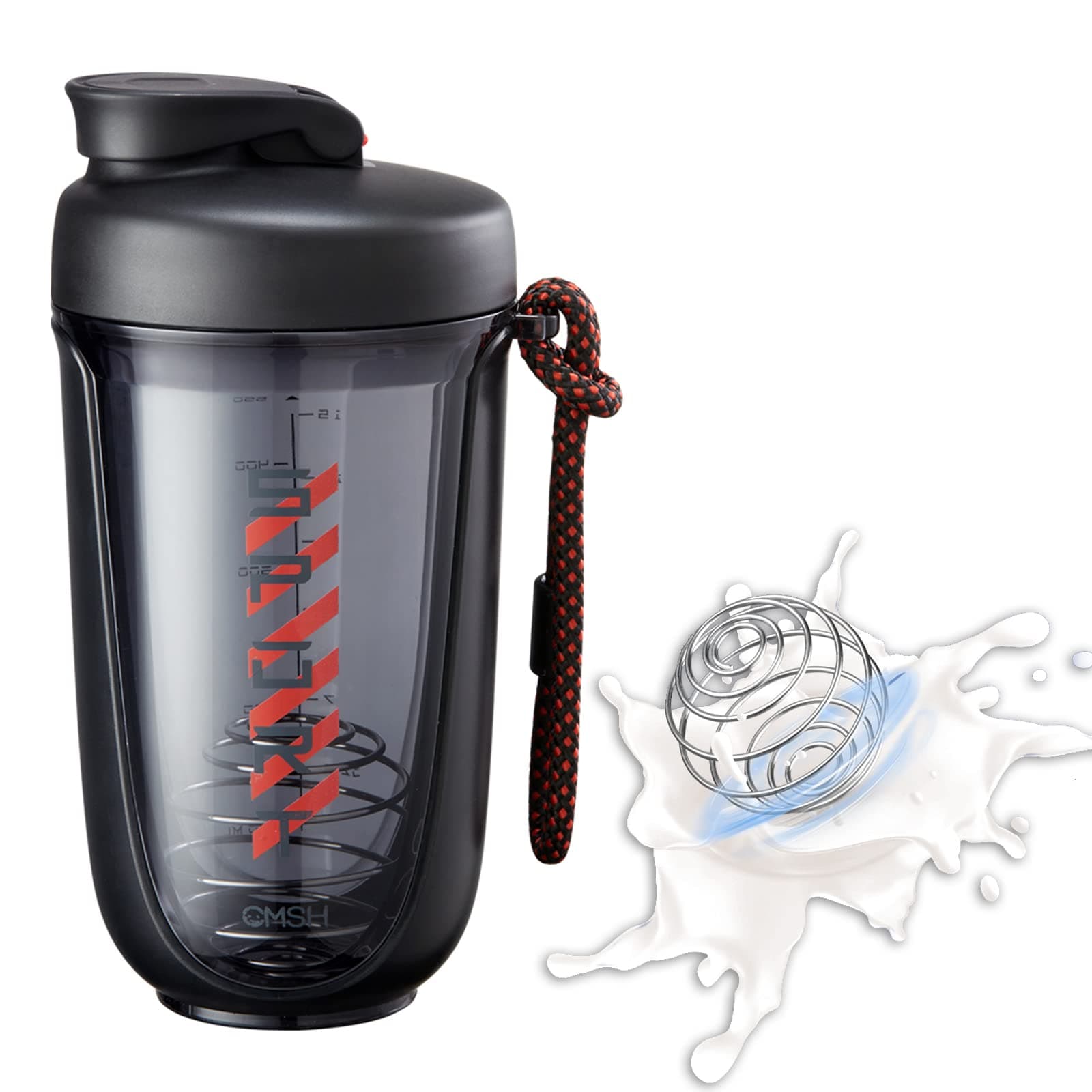 EYSOO Protein Shaker Bottle 20 oz Protein Shaker Cup Shaker Bottle for Protein Mixes Leakproof Shaker BPA Free Protein Shaker with Blender Ball for Gym Fitness (Black)