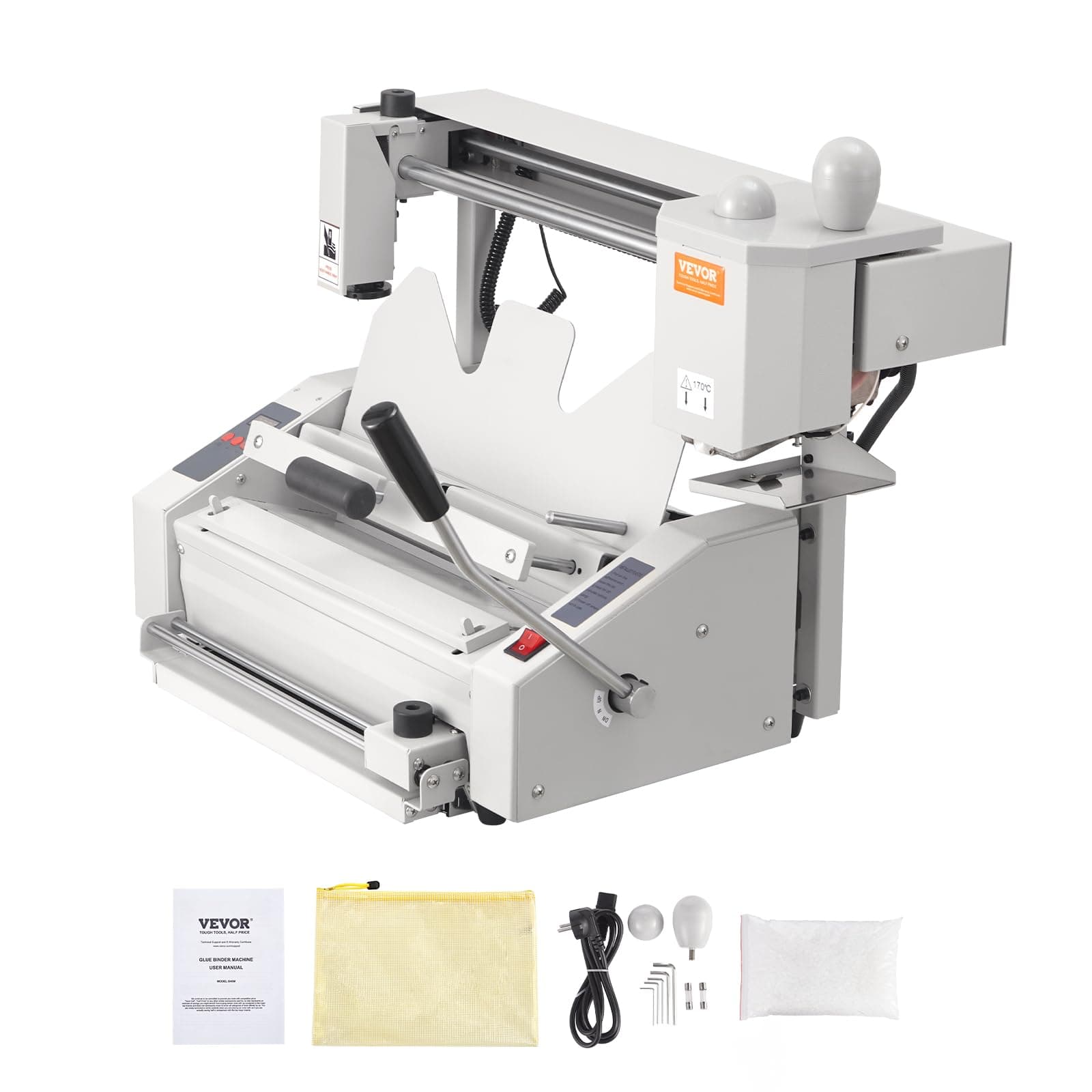 VEVOR Wireless Glue Book Binding Machine, A4 Manual Hot Glue Book Binder 110V with Milling Spine Rougher Binding Machine for Paper Books Albums Notebook,White