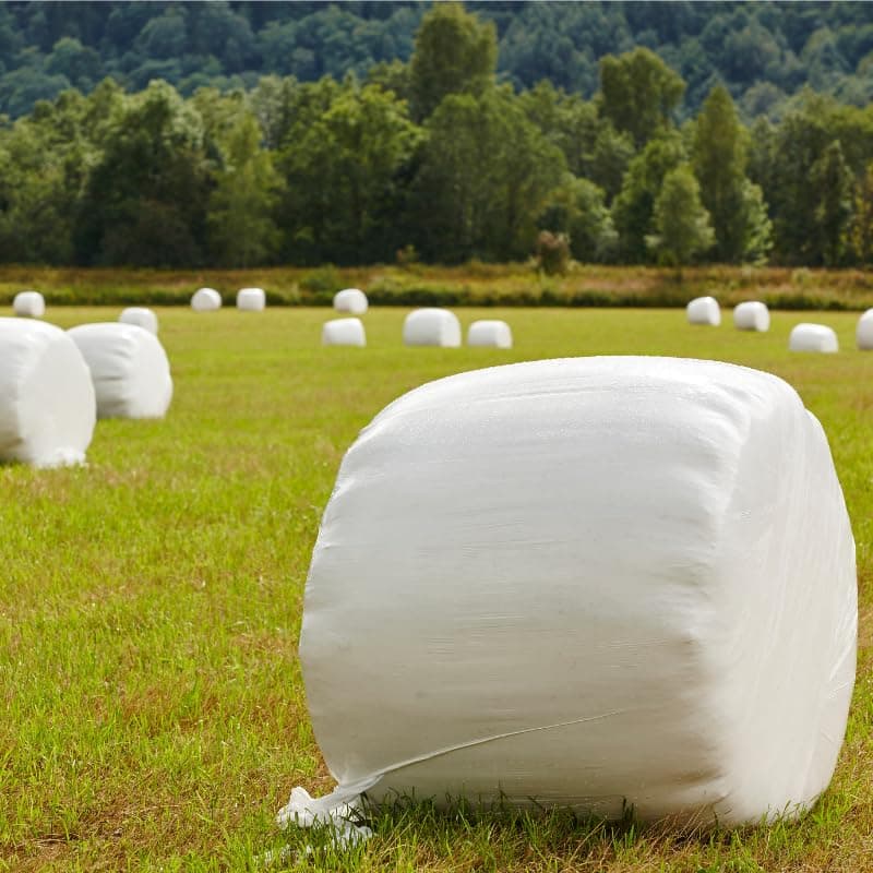 Bale Tuff 1 Mil, 30" x 5000' Silage Wrap – Heavy-Duty 5-Layer Plastic Film for Superior Bale Protection, Pallet Wrap, Self Adhesive, UV Protected - White