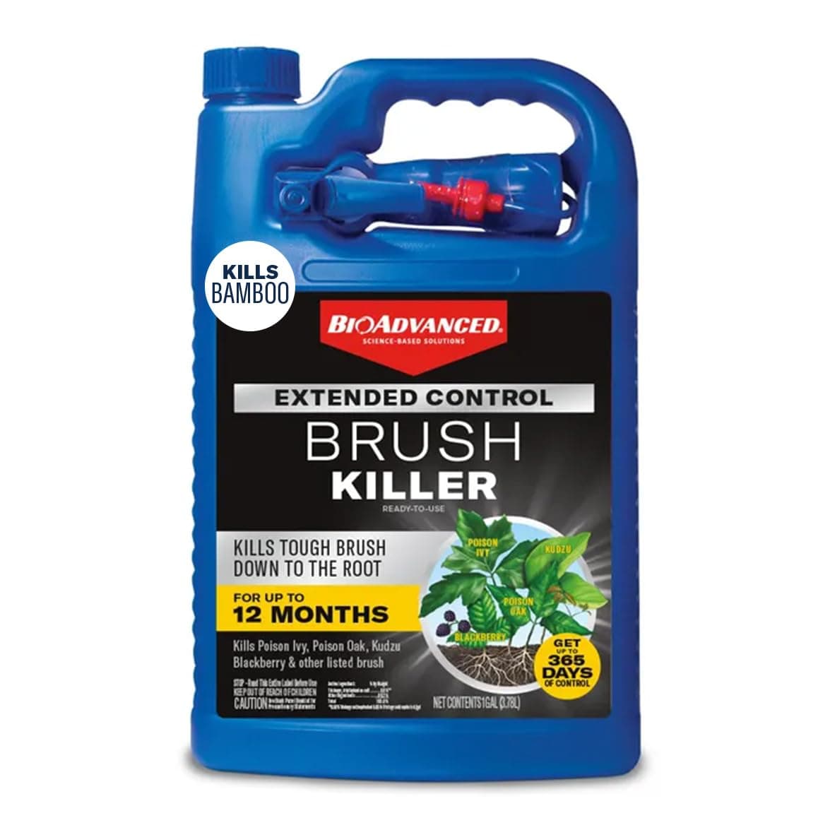 Extended Control Brush Killer Spray - Bamboo Killer Spray - Ready-to-Use - Kills Tough Brush Like Bamboo & Poison Ivy - Lasts Up to 365 Days - Visible Results in 1-28 Days - 1 gal Bottle