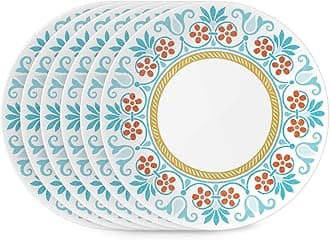 Corelle Global Collection Vitrelle 6-Piece Salad Plates Set, Triple Layer Recycled Glass, Lightweight Eco-Friendly 8-1/2-In Plates Set, Terracotta Dreams