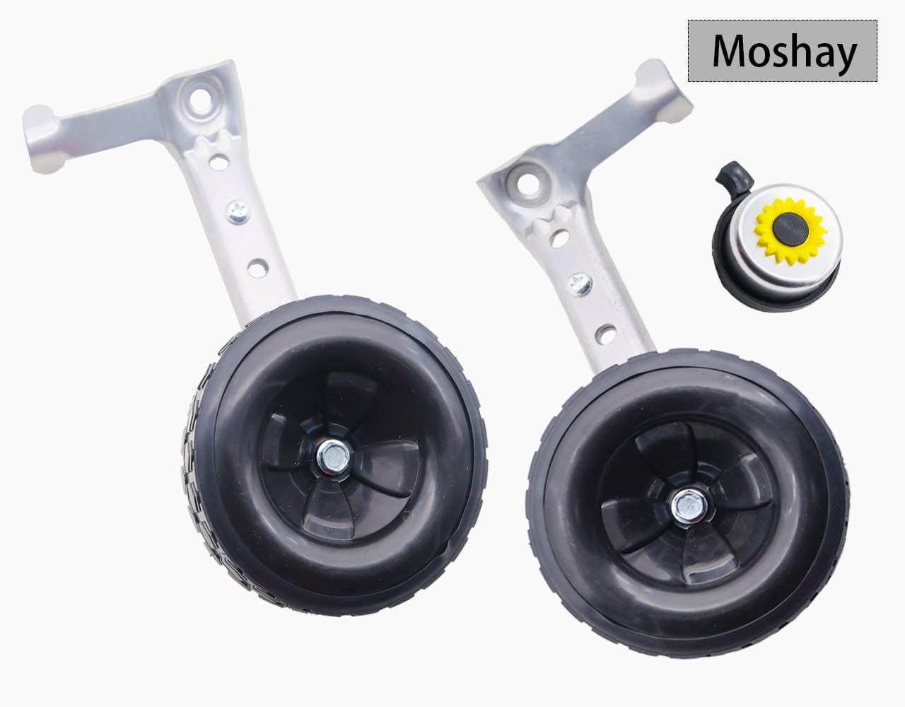 MOSHAY Bicycle Training Wheels Fits 16 18 20 22 24 inch Kids Variable Bike (D-Black)