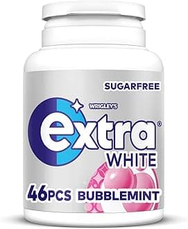 Wrigley's Extra White Chewing Gum, Bubblemint Flavour, 46 pieces, Sugar Free Chewing Gum Bottle with Xylitol