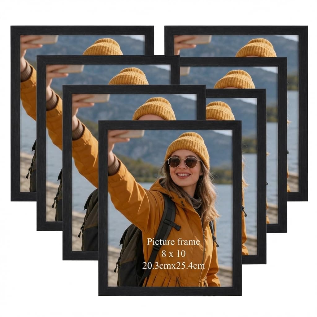 Giftgarden 8x10 Picture Frame Multi Photo Frames Set for Wall Decor or Tabletop Display, 7 Pack, Black