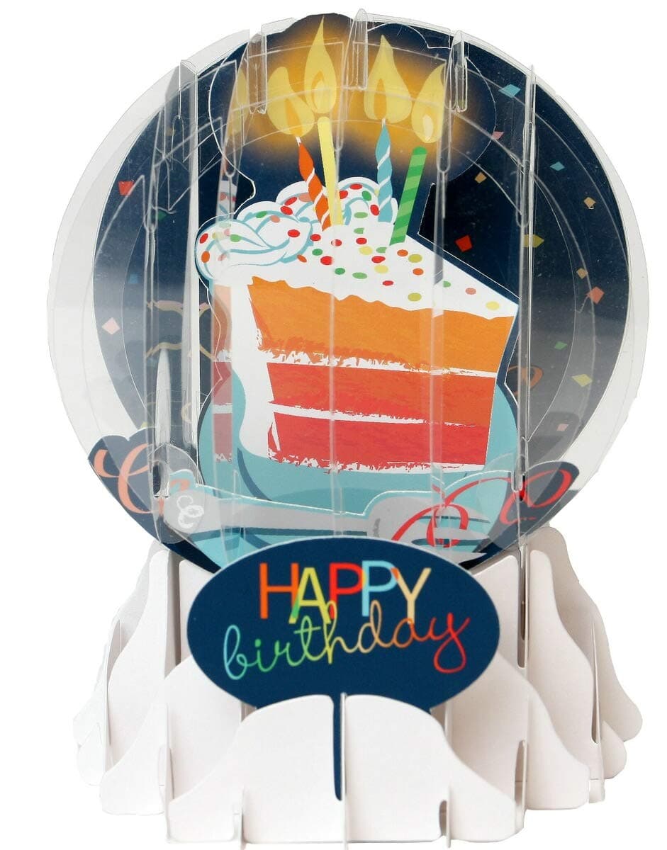 3D Pop Up Snow Globe Birthday Card - BIG SLICE OF CAKE