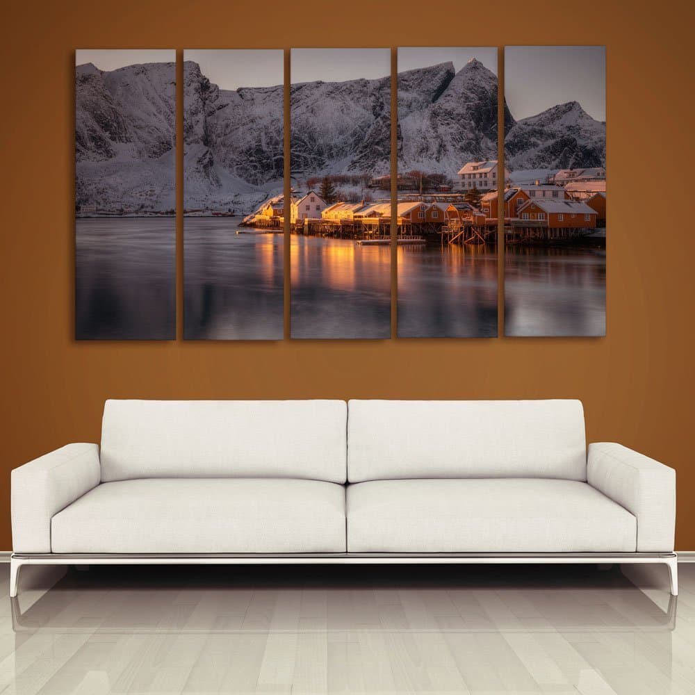 HAZZELNUT CasperMe 7mm Hard Wooden Board Multiple Frames Nature View Landscapes Wall Painting (50 x 30 inches, Multicolour)