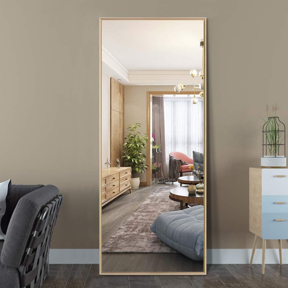 ElevensMirror Full Length Mirror Dressing Mirror 59"x20" Large Rectangle Bedroom Floor Mirror Wall-Mounted Mirror Hanging Leaning Against Wall (Gold)…