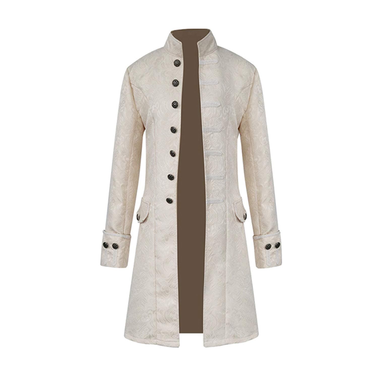 WISHU Mens Vintage Tailcoat Jacket Goth Long Steampunk Formal Gothic Victorian Frock Coat Costume for Halloween