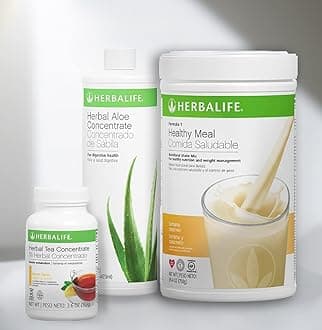 HERBALIFE Trio Combo Formula 1 Healthy Nutritional Shake Mix (Banana Caramel 750g)-Herbal Aloe Concentrate Pint (Original 473ml) - Herbal Tea Concentrate (Lemon 102g)