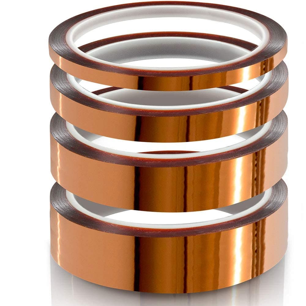 High Temperature Kapton Tape, Professional for Protecting CPU, PCB Circuit Board 1/4", 1/2", 3/4", 1" - 108ft, 4 Rolls MJ-J-4