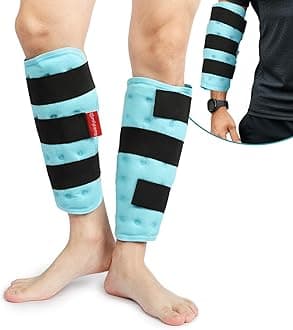 Comfytemp Calf Shin Splint Ice Packs for Injury Reusable, Elbow Gel Pad Wrap, Hot Cold Compression Freeze Sleeve for Swelling, Tendonitis, Knee, Leg, After Surgery, 2 Packs, S - M