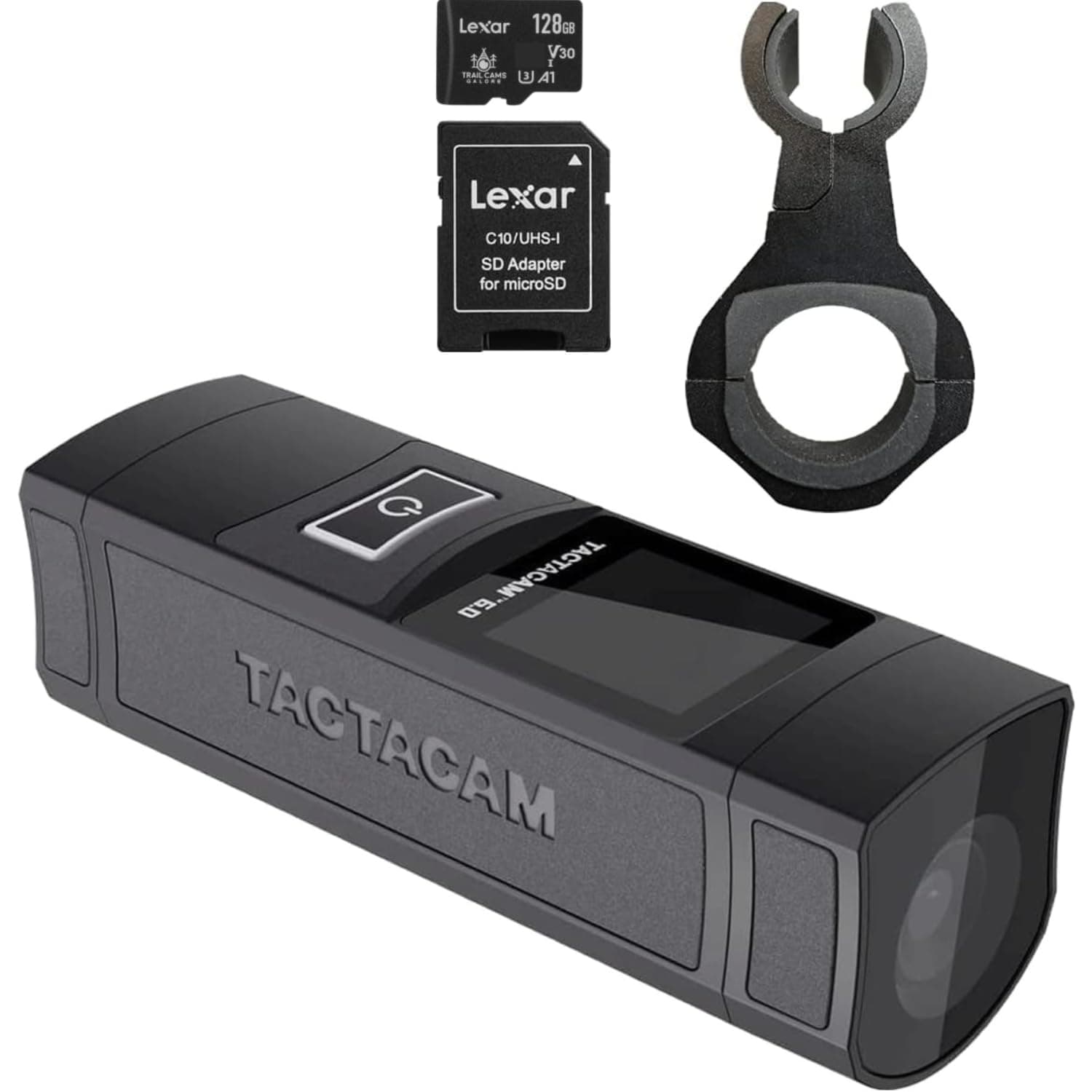 TACTACAM 6.0 Action Camera, 4k 60 FPS, 8X Zoom, Waterproof, Integrated Image Stabilization, One Touch Operation (6.0) + Lexar 128GB Micro SD Card + Mount (Barrel Mount)